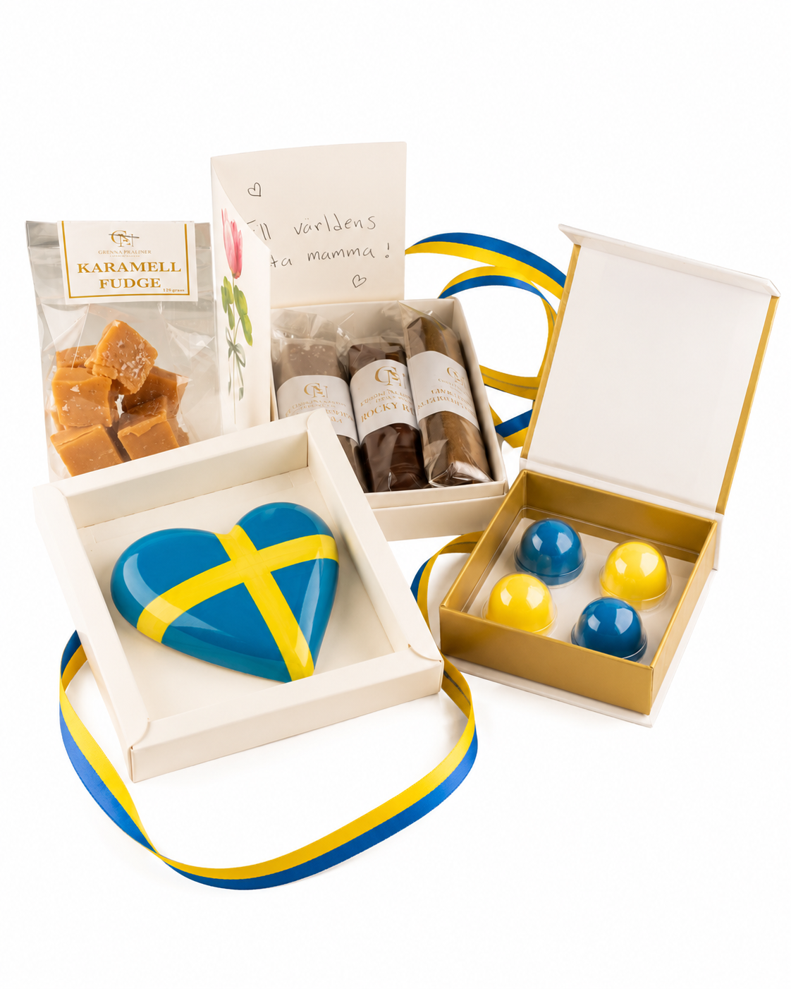 Blå/gul – chokladgåva